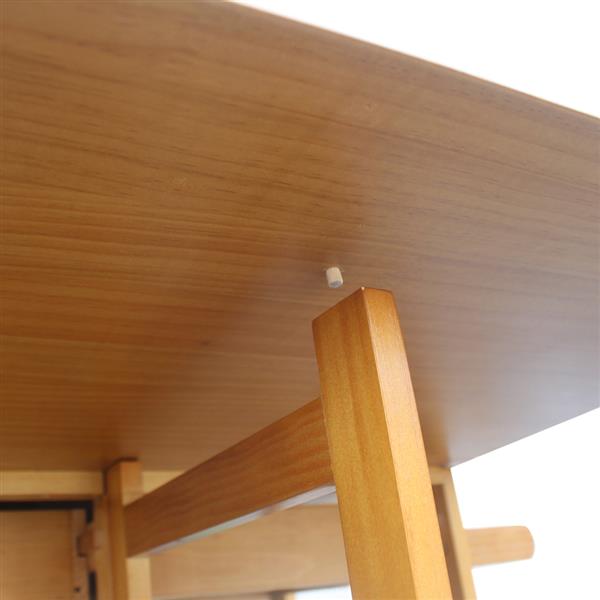 可折叠方形带凳全实木餐车-棕色-6