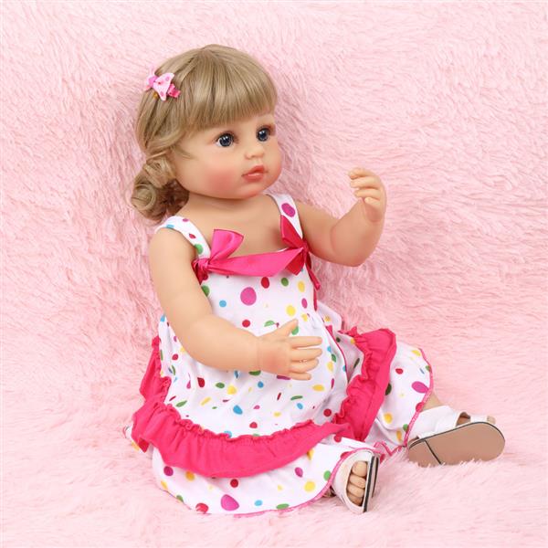 【KRT】全胶仿真娃娃：22英寸 可爱波点裙装-15
