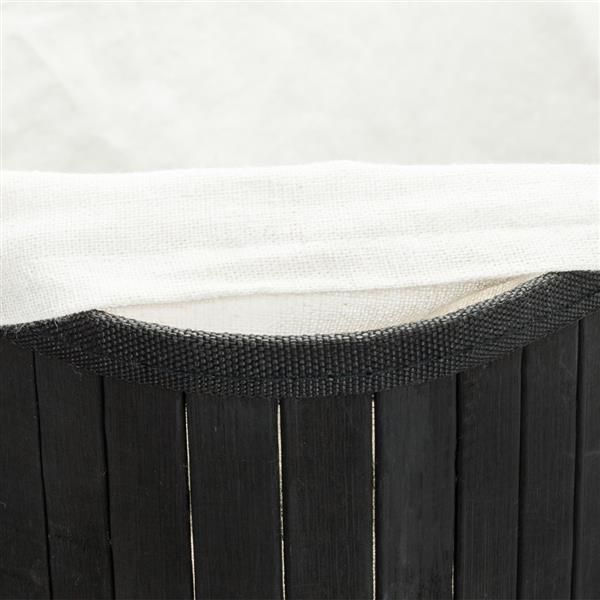 翻盖式折叠脏衣篮（竹质）-黑色-18