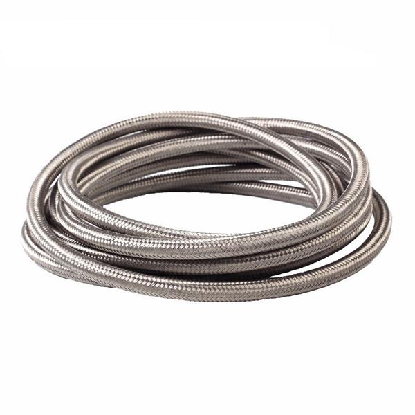 6AN 15ft Universal Stainless Steel Nylon Braided Fuel Hose Silver-13