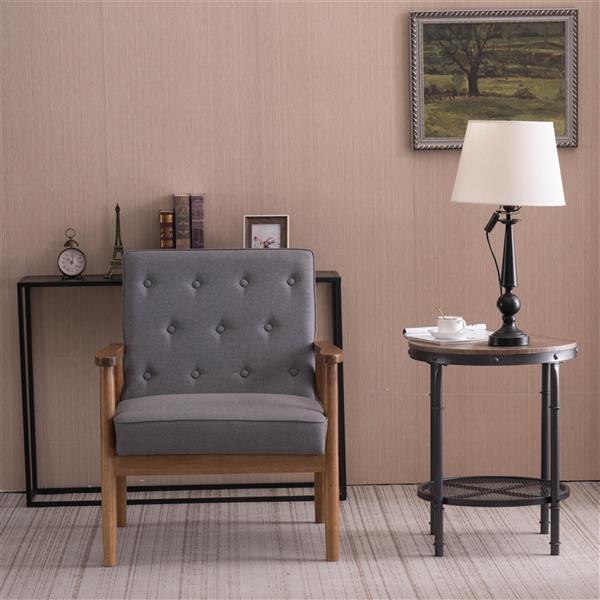 A款复古的现代木质 单人沙发椅，灰色布料（75x69x84CM）-25