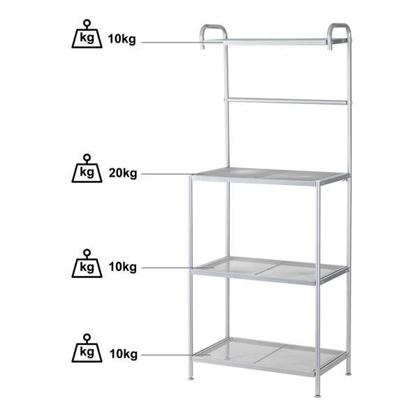 HODELY 银灰色四层带网格面铁艺厨房层架（HT-CJ027 带挂钩）-24
