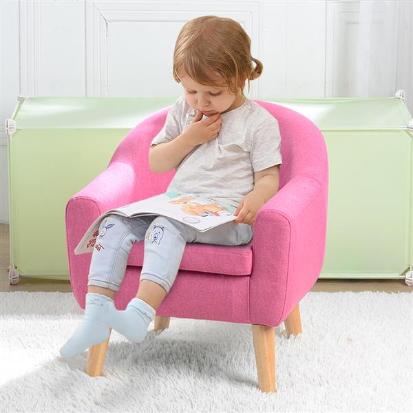 【BF】儿童单人沙发带沙发垫可拆洗 美标麻布 20玫红色-9
