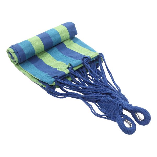 蓝绿条 涤棉吊床 200*150CM 配两根2M绑绳+背袋-12