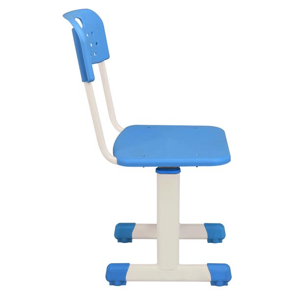 学生桌椅套装B款 白烤漆 木纹面 蓝色塑料【60x40x(63-75)cm】-3