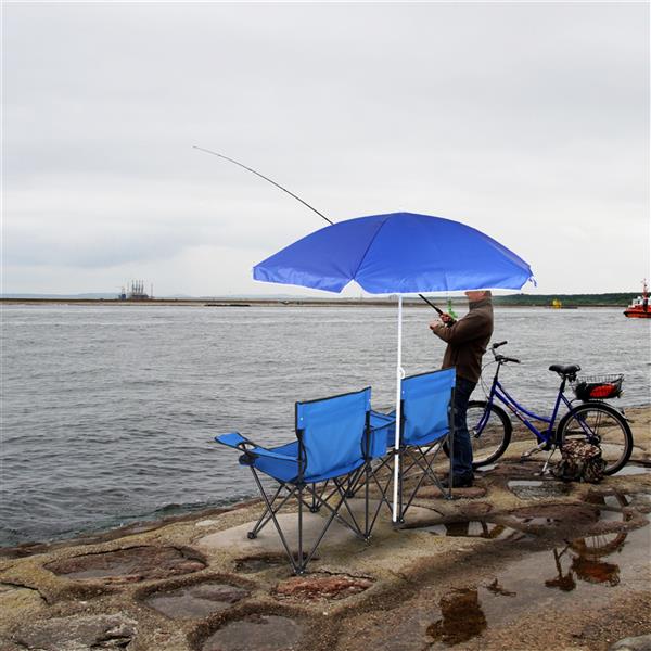 户外沙滩钓鱼椅含伞 蓝色-45