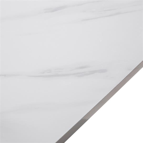 白色大理石系列 弧形圆边餐桌 【120x74x76cm】-11