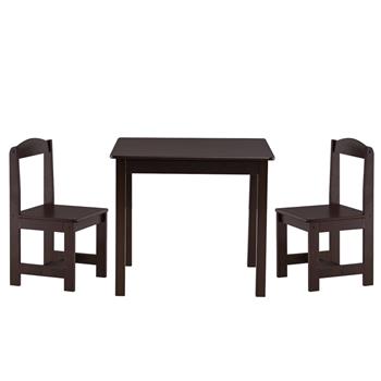 MDF咖啡色 简约儿童桌椅3件套装 1桌2椅【60x60x52cm】