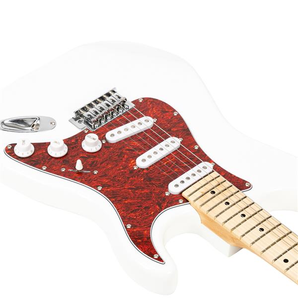 ST3单珍珠护板电吉他(白色)+包+背带+拨片+摇把+连接线+扳手工具-6