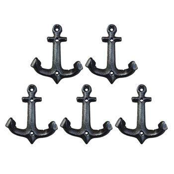 5个装黑色3.5英寸小号锚造型铸铁挂钩（YH-GG011 带配件）
