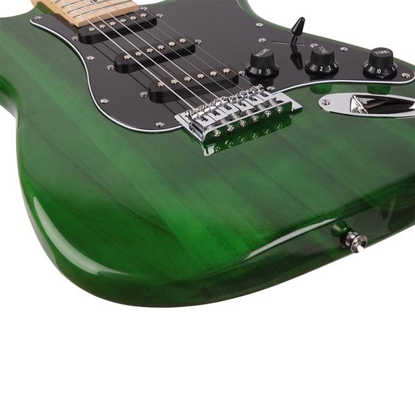 ST黑护板电吉他(绿色)+音响+包+背带+拨片+摇把+连接线+扳手工具-9