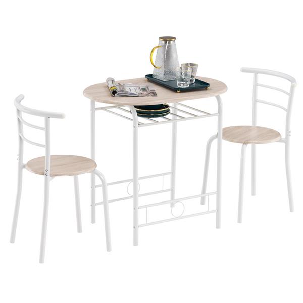 橡木PVC 白色烤漆  情侣弯背早餐桌 （一桌两椅）【80x53x76cm】-17