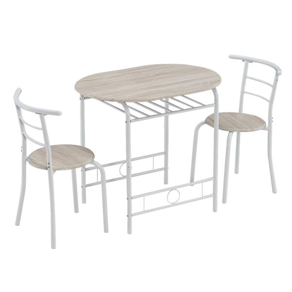 橡木PVC 白色烤漆  情侣弯背早餐桌 （一桌两椅）【80x53x76cm】-5