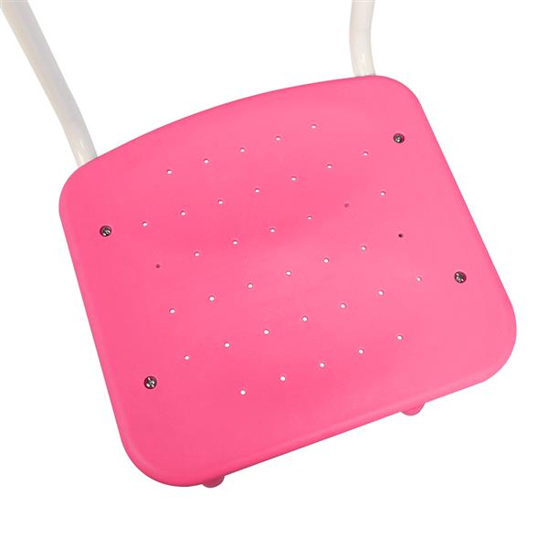 学生桌椅套装B款 白烤漆 木纹面 粉色塑料【60x40x(63-75)cm】-9