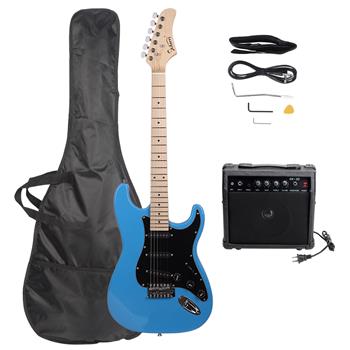 【AM不售卖】GST 单-单-单拾音器 枫木指板 天蓝色-黑护板 S201 ST电吉他+音箱套装