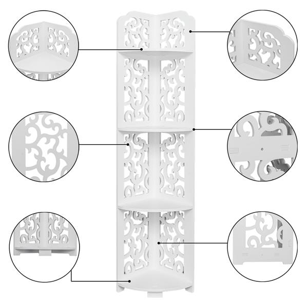 简易组装卫浴四层120度角陈放柜 白色 （巴洛克）-4