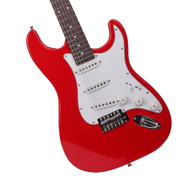 ST玫瑰木指板电吉他(红色)+包+背带+拨片+摇把+连接线+扳手工具-10