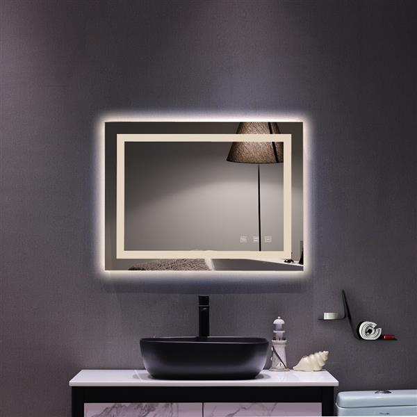 方形触摸LED浴室镜 三色调光-32*24"-5