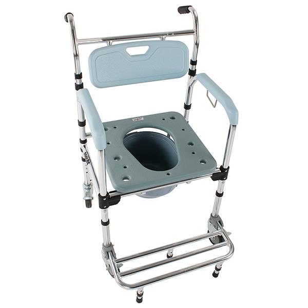 四合一多功能铝合金便盆老人坐便椅孕妇座便器可折叠洗澡椅残疾人马桶椅轮椅-CST-2069-12