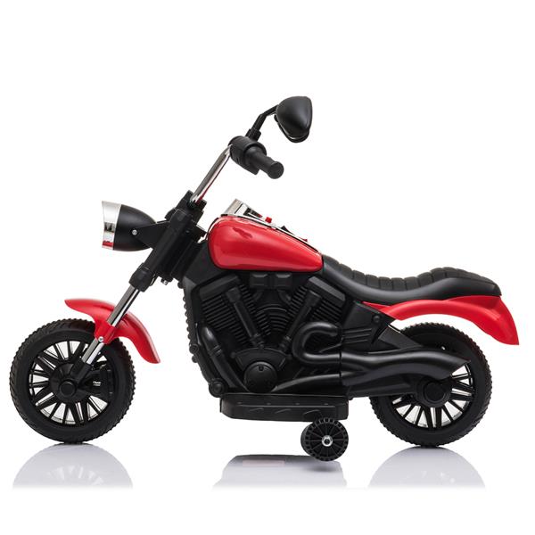 【WH】儿童电动摩托车 带辅助轮 单驱动 红色-3