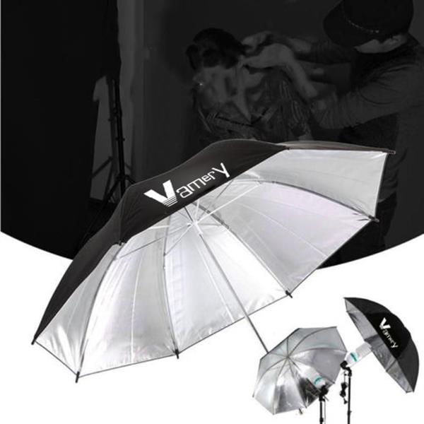 [英规]Vamery 220V 45W 白伞+黑银伞+柔光箱+背景布支架4灯套装-27