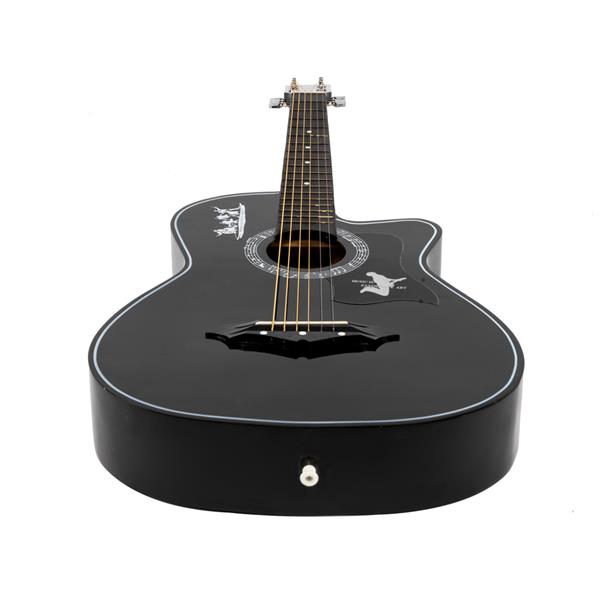 椴木吉他DK-38C纯黑色+包+背带+拨片+液晶调音器+护板+琴弦一套-11