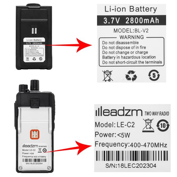 【美规】单个装 LE-C2 可USB充电手持对讲机2800mAh电池+座充+耳机-30