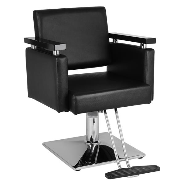 PVC皮革 木制扶手 镀铬钢底座 方形底座 150kg 黑色 HZ8803 理发椅-8