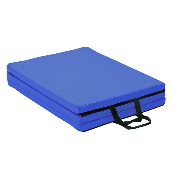 【HMJS】55"x24"x1.2" 三折体操瑜伽垫带手提粘扣 蓝色-3