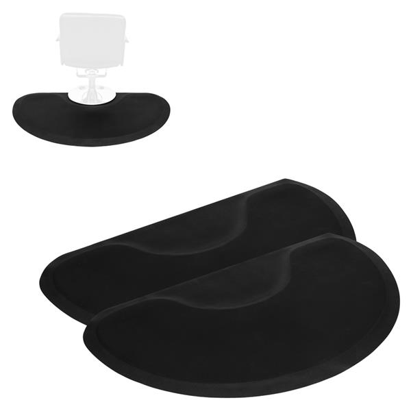 【MYD】发廊理发铺椅美发沙龙抗疲劳地板垫 3′x5′x1/2"半圆形 黑色 两片装-2