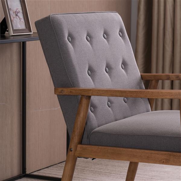 A款复古的现代木质 单人沙发椅，灰色布料（75x69x84CM）-33