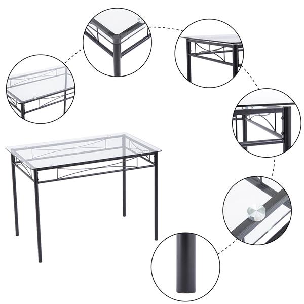 铁艺玻璃餐桌椅 黑色  一桌四椅 PU软垫 【110x70x76cm】-18