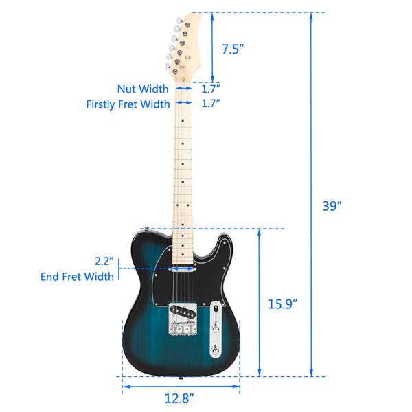 GTL枫木指板电吉他(化蓝色)+包+背带+拨片+连接线+扳手工具-17