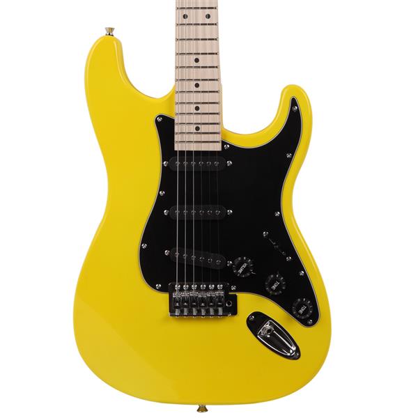 ST黑护板电吉他(黄色)+音响+包+背带+拨片+摇把+连接线+扳手工具-6