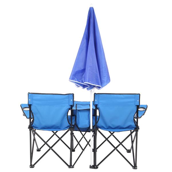 户外沙滩钓鱼椅含伞 蓝色-18