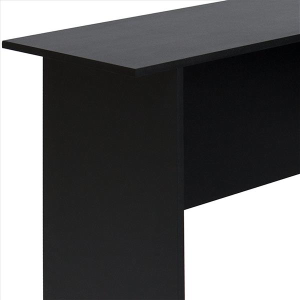 L型木质电脑办公桌【直角】，2层置物层-黑色-4