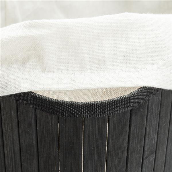 单格折叠脏衣篮含盖子（竹质）-黑色-16