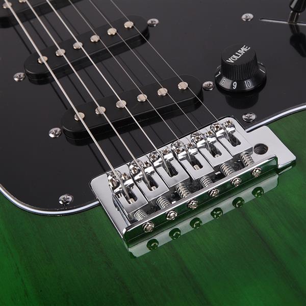 ST黑护板电吉他(绿色)+音响+包+背带+拨片+摇把+连接线+扳手工具-10