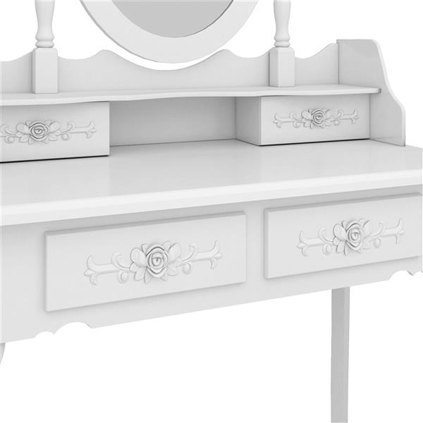 四抽单镜梳妆桌套装 欧式 白色-13