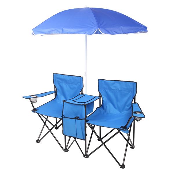 户外沙滩钓鱼椅含伞 蓝色-54