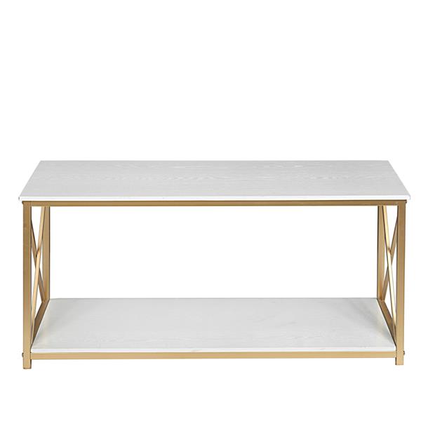 HODELY 两层30cm高白色面板金色桌脚铁艺玄关桌（MH-JJ033）-7