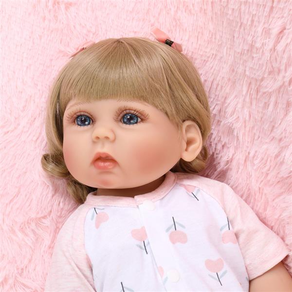 【KRT】全胶仿真娃娃：18英寸 粉白小花睡衣婴儿-3