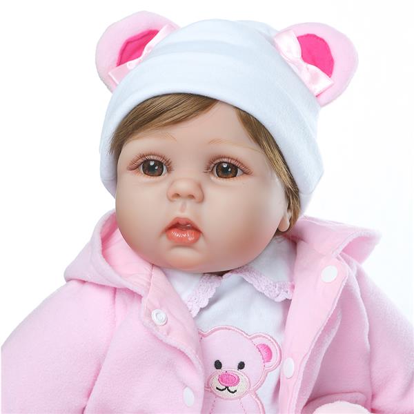 【KRT】布身仿真娃娃：22英寸 可爱粉色小熊服装-5