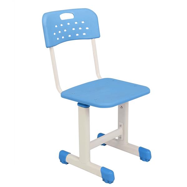 学生桌椅套装B款 白烤漆 木纹面 蓝色塑料【60x40x(63-75)cm】-8