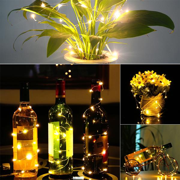 LED迷你瓶塞灯串 酒吧装饰发光LED玻璃瓶口灯串  2米20灯  暖白-10
