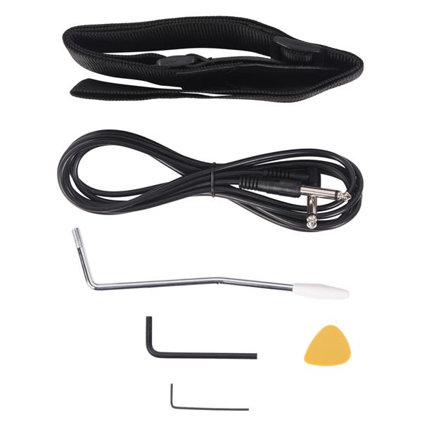 ST3单珍珠护板电吉他(白色)+包+背带+拨片+摇把+连接线+扳手工具-3