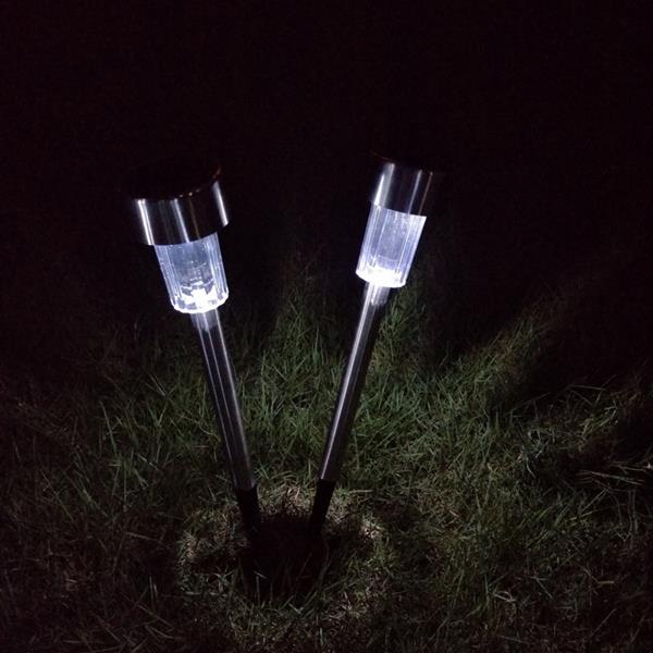 10PC  花园草坪灯 小管灯 太阳能小管不锈钢高亮白光灯-32