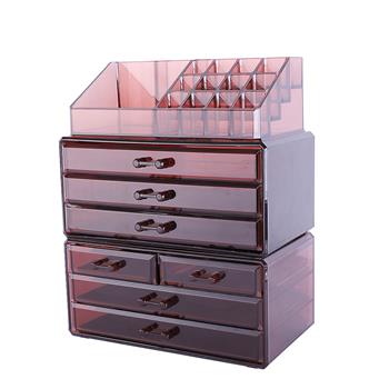 咖啡色塑料化妆品收纳架3件套（5大抽屉+2小抽屉）SF-1122-7