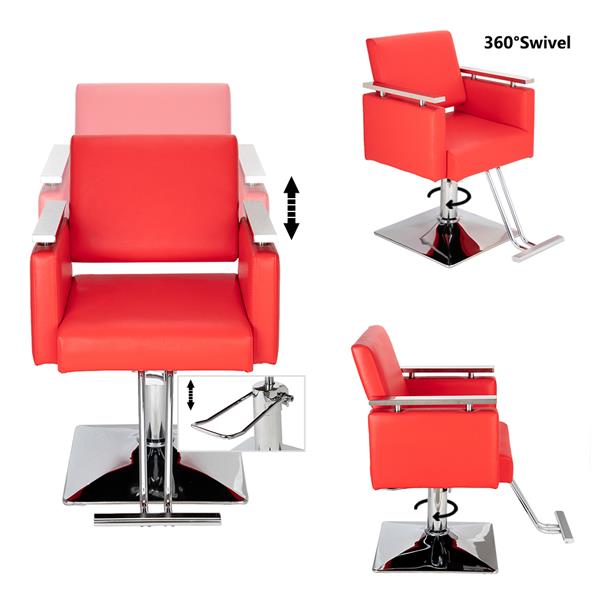 【CS】方形底座精品发廊专用美发椅美容椅红色 HC197R-14