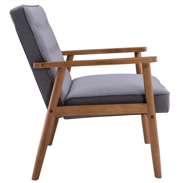 A款复古的现代木质 双人沙发椅 休闲椅 浅灰色布料 【126 x 75 x 83.5cm】-5